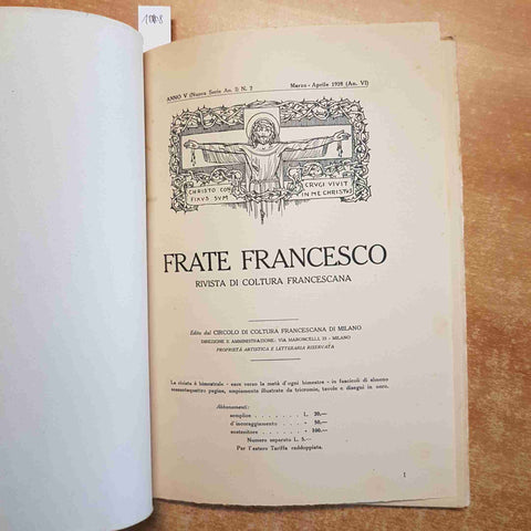 FRATE FRANCESCO rivista di cultura francescana MARZO 1928 illustrata