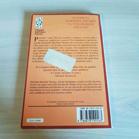 LA VITA SEGRETA DEI CANI - ELZABETH MARSHALL THOMAS - TEA - 1995