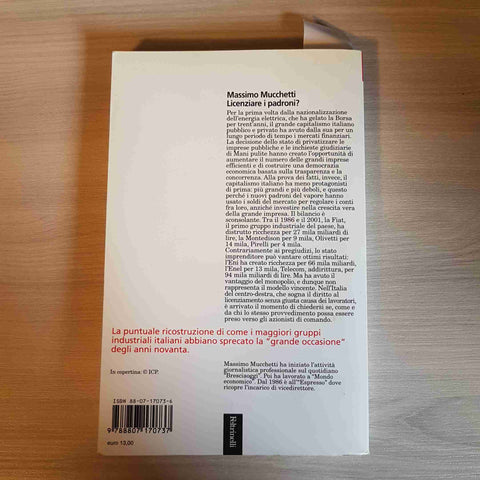 LICENZIARE I PADRONI? capitalismo industria MASSIMO MUCCHETTI 2003 FELTRINELLI