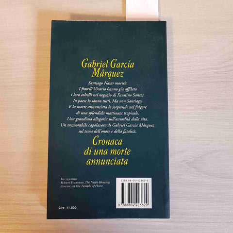 CRONACA DI UNA MORTE ANNUNCIATA - GABRIEL GARCIA MARQUEZ - MONDADORI - 1996