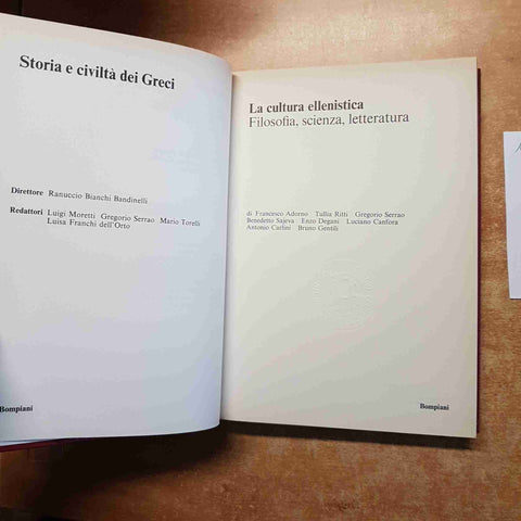 STORIA E CIVILTA' DEI GRECI 9 filosofia, scienza, letteratura BOMPIANI  1981