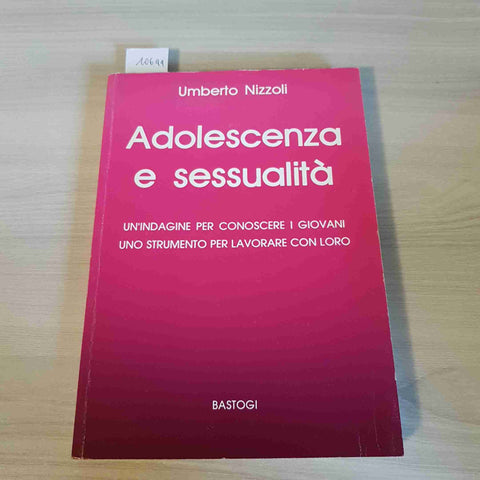 ADOLESCENZA E SESSUALITA' - UMBERTO NIZZOLI - BASTOGI - 1985