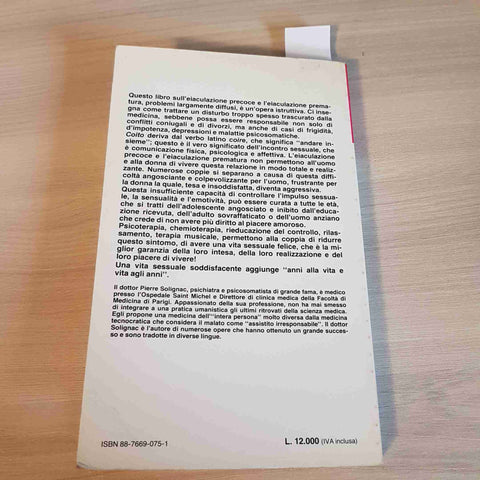 I TEMPI DELL'AMORE eiaculazione precoce risolvere PIERRE SOLIGNAC - MEB - 1985