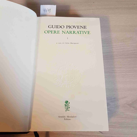 OPERE NARRATIVE 1 - GUIDO PIOVENE  - MONDADORI 1°edizione 1976