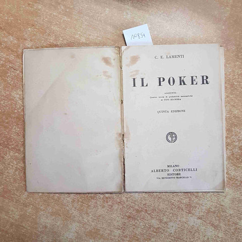 IL POKER C.E. LAMENTI 1929 CORTICELLI collana i giuochi n° 3 QUINTA EDIZIONE