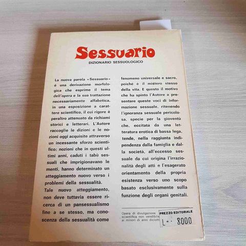 SESSUARIO DIZIONARIO SESSUOLOGICO - FORT PAUTRIER - EDIZIONI MEDITERRANEE - 1970