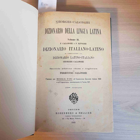 DIZIONARIO DELLA LINGUA LATINA VOLUME II DIZIONARIO ITALIANO LATINO - CALONGHI