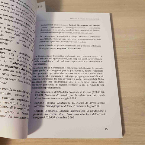 MANUALE DI UTILIZZO DEL SISTEMA SVS PER LA VALUTAZIONE DEL RISCHIO STRESS LAVORO