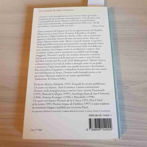 DOMANI NELLA BATTAGLIA PENSA A ME - JAVIER MARIAS - EINAUDI - 2000