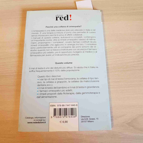 MAL DI TESTA CURARSI CON L'OMEOPATIA - GIANFRANCO TRAPANI - RED! - 2008