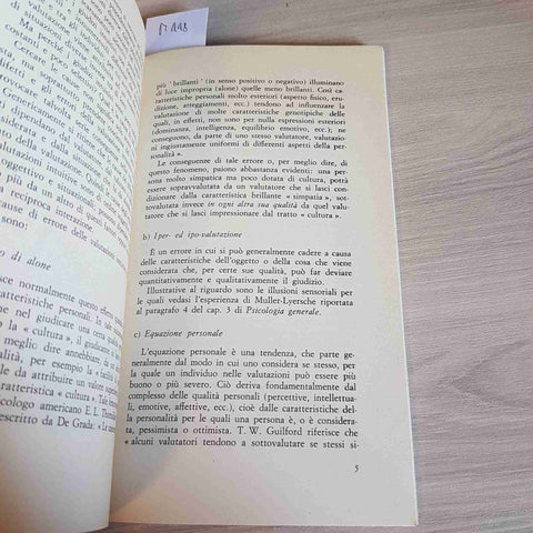 PSICOMETRIA PROBLEMI DELLA VALUTAZIONE E DELLA MISURAZIONE IN PSICOLOGIA De Luca