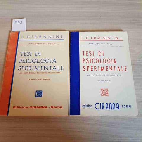 TESI DI PSICOLOGIA SPERIMENTALE PARTE PRIMA + SECONDA 1965 CORRADO CIRANNA