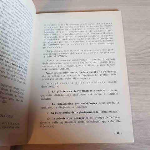 TESI DI PSICOLOGIA SPERIMENTALE PARTE PRIMA + SECONDA 1965 CORRADO CIRANNA