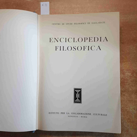 ENCICLOPEDIA FILOSOFICA III LI-REI 1957 ISTITUTO PER LA COLLABORAZIONE CULTURALE