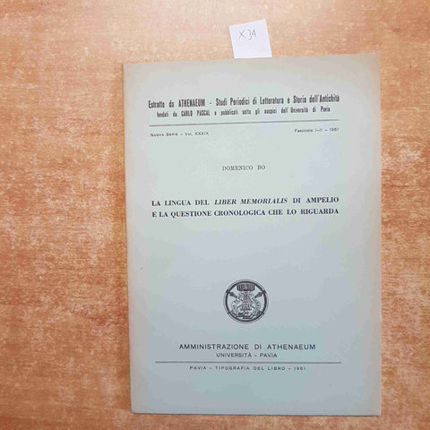 DOMENICO BO La lingua del Liber Memorialis di Ampelio e la questione cronologica