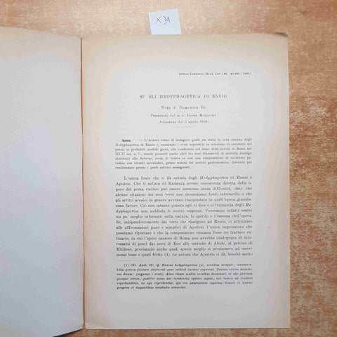 DOMENICO BO Su gli Hedyphagetica di Ennio 1956 ISTITUTO LOMBARDO SCIENZE LETTERE