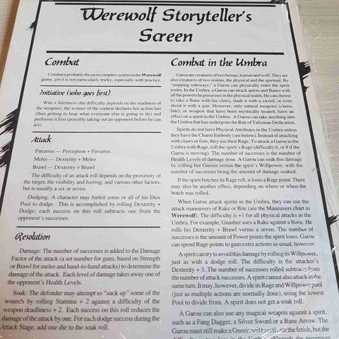 WEREWOLF STORYTELLER'S SCREEN