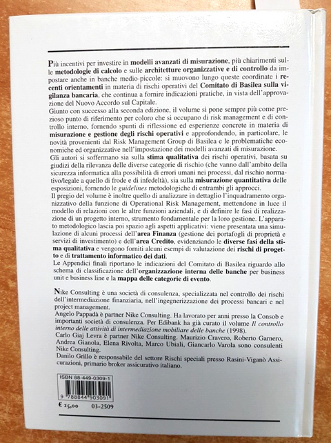 I RISCHI OPERATIVI NELLE BANCHE Misurazione e gestione 2003 Pappad EDIBANK