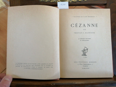 MAITRES DE L'ART MODERNE - CEZANNE - TRISTAN KLINGSOR 1928 RIEDER EDITEURS