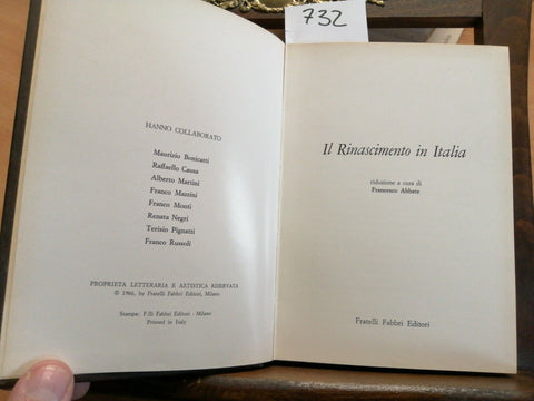 ELITE STORIA UNIVERSALE DELL'ARTE 17 IL RINASCIMENTO IN ITALIA 1966 FABBRI