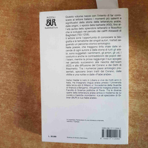 LA LETTERATURA ARABA dalle origini all'eta' degli Abbasidi 1995 HAFEZ HAIDAR