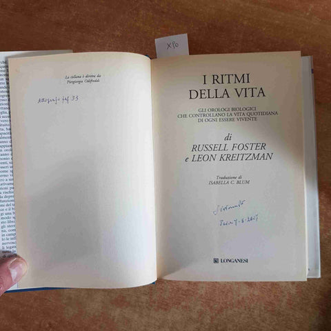 I RITMI DELLA VITA gli orologi biologici FOSTER KREITZMAN 2004 LONGANESI