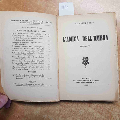 SALVATOR GOTTA autografato! L'AMICA DELL'OMBRA 1931 BALDINI & CASTOLDI