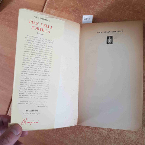 JOHN STEINBECK Pian della Tortilla 1952 BOMPIANI XX edizione