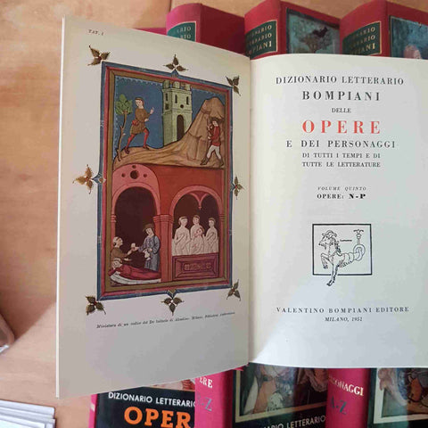 DIZIONARIO LETTERARIO BOMPIANI 9 VOLUMI opere e personaggi 1959 illustrato