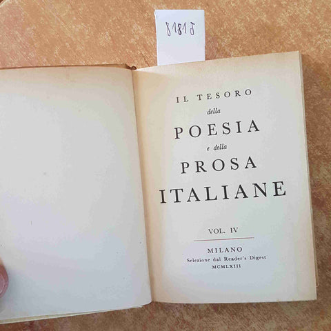 IL TESORO DELLA POESIA E DELLA PROSA ITALIANE 6 volumi +cofanetto SELEZIONE 1963