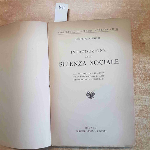 INTRODUZIONE ALLA SCIENZA SOCIALE Herbert Spencer FRATELLI BOCCA