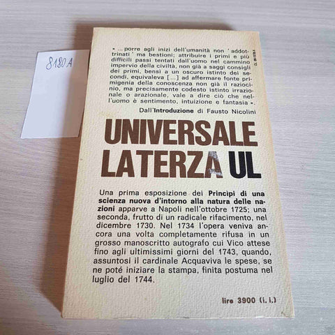 LA SCIENZA NUOVA VOL. II - GIAMBATTISTA VICO - LATERZA - 1978