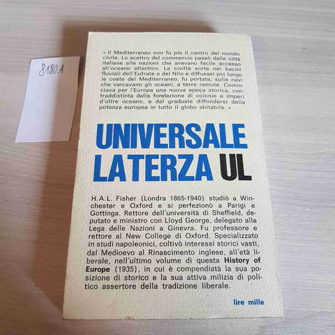 STORIA D'EUROPA II STORIA MODERNA - A. H. L. FISHER - LATERZA - 1969