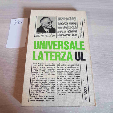 LA VITA QUOTIDIANA A ROMA - JEROME CARCOPINO - LATERZA - 1978