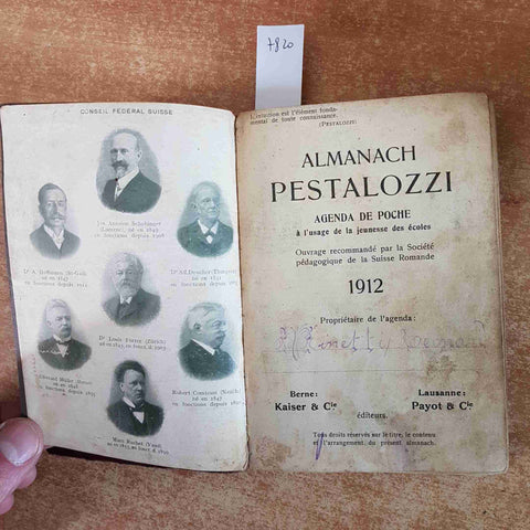 ALMANACH PESTALOZZI 1912 AGENDA DE POCHE kaiser payot