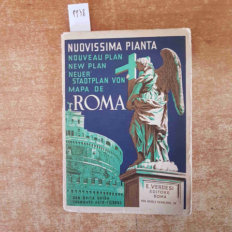 NUOVISSIMA PIANTA ROMA con unita guida tramways auto filobus VERDESI