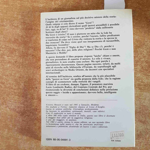 VITTORIO MESSORI IPOTESI SU GESU'  1983 SEI prefazione di Lucio Lombardo Radice
