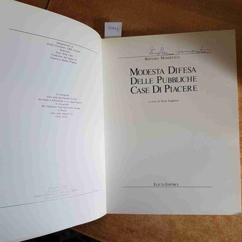 MODESTA DIFESA DELLE PUBBLICHE CASE DI PIACERE Bernard Mandeville ELECTA merlin
