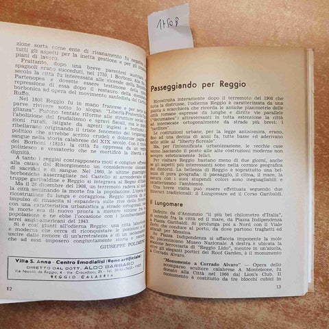 GUIDA TASCABILE DI REGGIO CALABRIA edizione scuncia 1969 pianta toponomastica