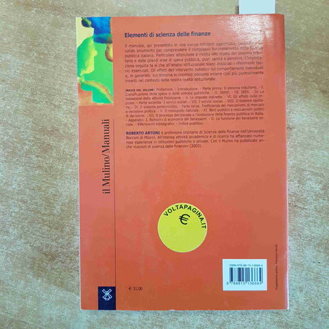 ELEMENTI DI SCIENZA DELLE FINANZE Roberto Artoni  2010 IL MULINO sesta edizione