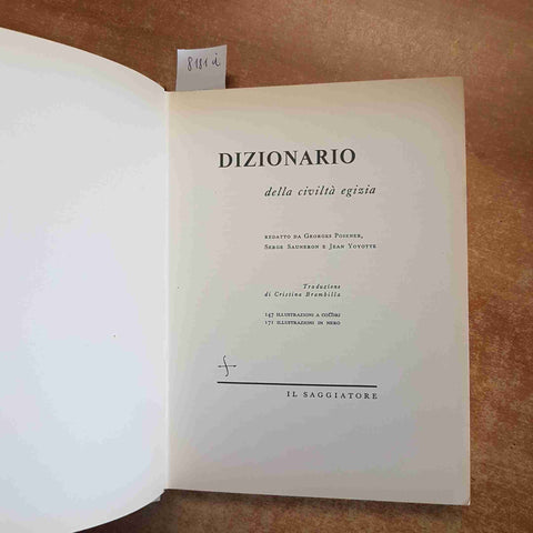 DIZIONARIO DELLA CIVILTA' EGIZIA egitto 1961 IL SAGGIATORE illustrato