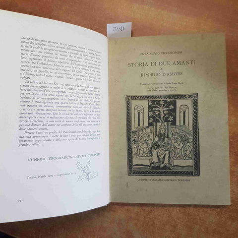 ENEA SILVIO PICCOLOMINI storia di due amanti e rimedio d amore STRENNA UTET 1973