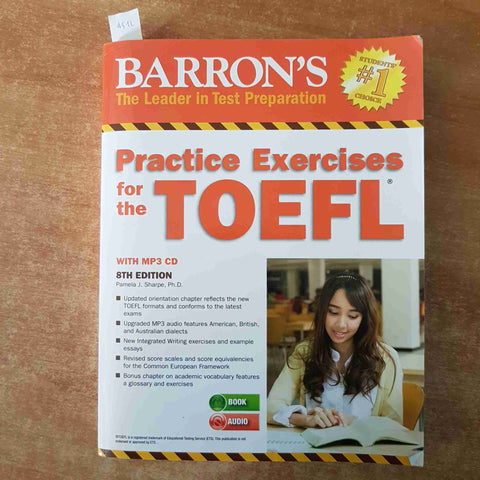 PRACTICE EXERCISES FOR THE TOEFL 8th edition BARRION'S book + audio mp3 cd