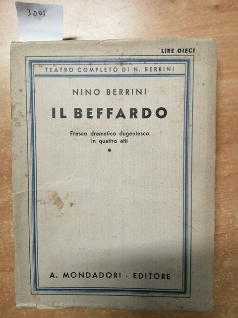 Nino Berrini - Il Beffardo - con notazioni musicali - 1933 - Mondadori (300