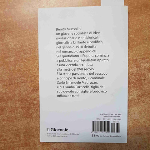 BENITO MUSSOLINI L'amante del cardinale ROMANZO 2018 il giornale