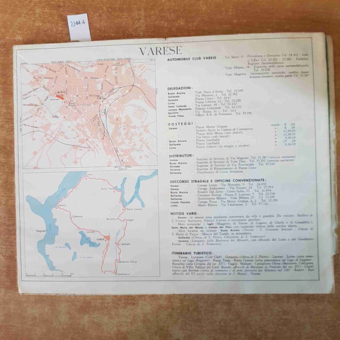 CARTA TURISTICA DELLA LOMBARDIA 1961 scala 1:300.000 AUTOMOBILE CLUB VIGEVANO