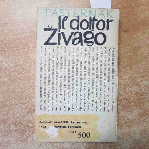 PASTERNAK IL DOTTOR ZIVAGO 1963 - 1° edizione UNIVERSALE ECONOMICA FELTRINELLI