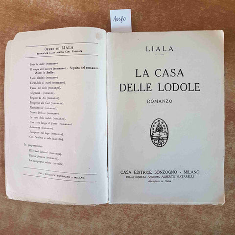 LIALA La casa delle lodole 1945 SONZOGNO romanzo