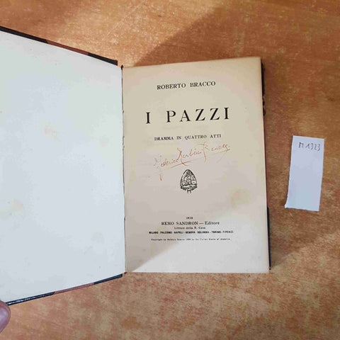 ROBERTO BRACCO TEATRO volume 11 SANDRON 1922 I PAZZI dramma in quattro atti