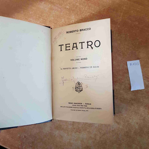 ROBERTO BRACCO TEATRO volume 9 SANDRON 1918 IL PERFETTO AMORE, NEMMENO UN BACIO